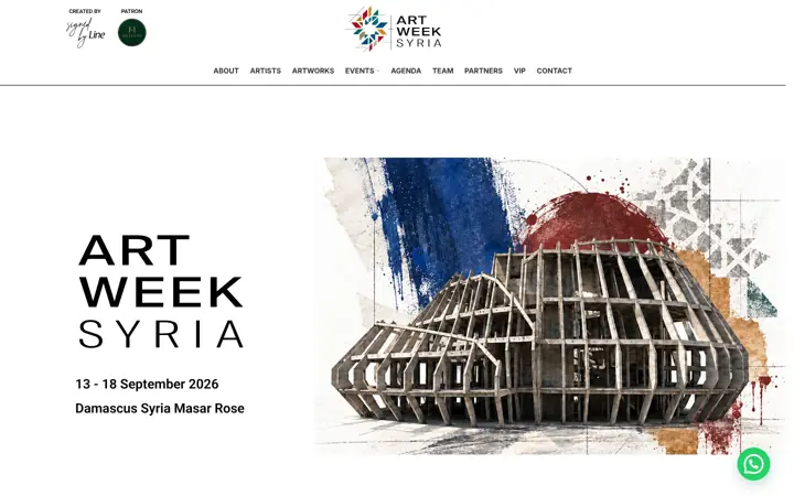 Art Week Syria website, desktop homepage