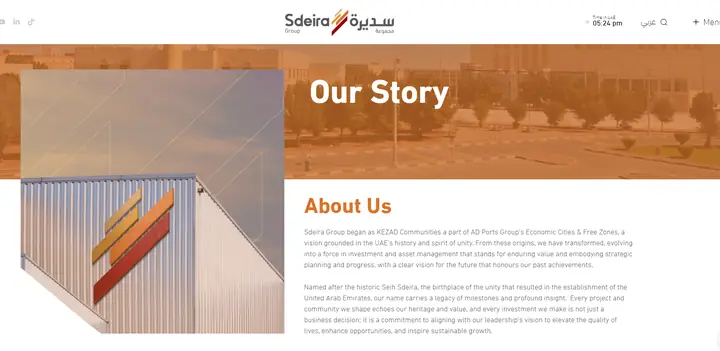 Sdeira Group website, Our Story page